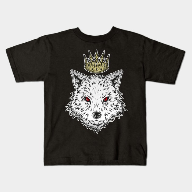 WHITE WOLF KING Kids T-Shirt by Firebrander